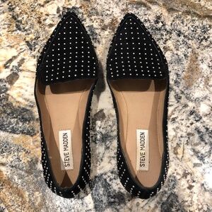 Steve Madden pointed Stud loafer flats black